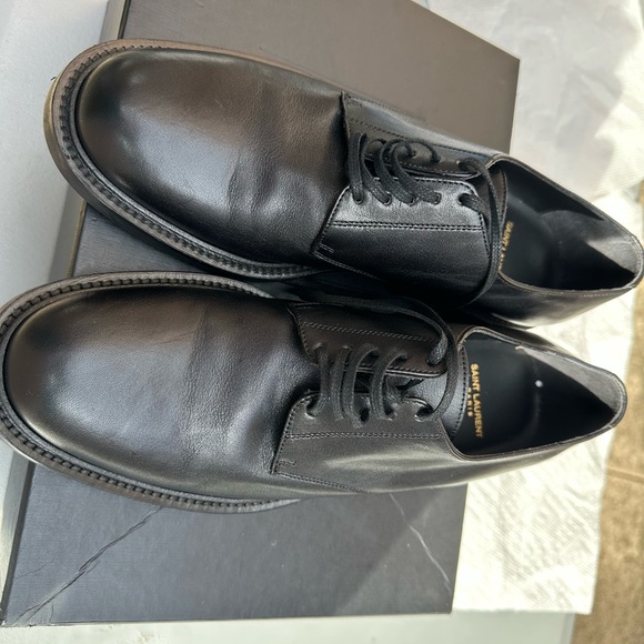 Saint Laurent Black Leather Derby Lace-Up Shoes main image 6